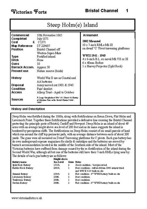 Steep Holm datasheet